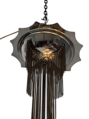 Art Deco Chandelier, Chrome & Glass, Dutch Design, 1930s